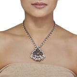 Silver Balls White Pearls Kundan Pendant