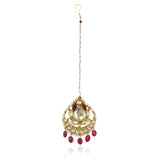 Gold Plated Kundan Lotus Tika