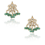 KUNDAN GREEN FLOWER EARRING