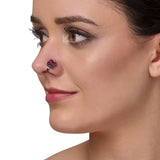 SILVER PLATED SARGAM RED ZIRCON NOSE PIN