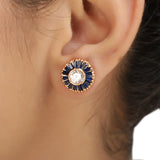 Ruhani Blue Round Earring Studs
