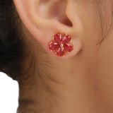 Ruhani Red Flower Earring Stud
