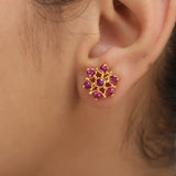 Ruhani Red Flower Earring Stud