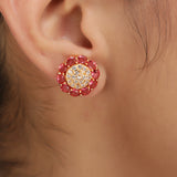 Ruhani Red Flower Earring Stud