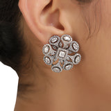 Ruhani Flower Black Studs Earring