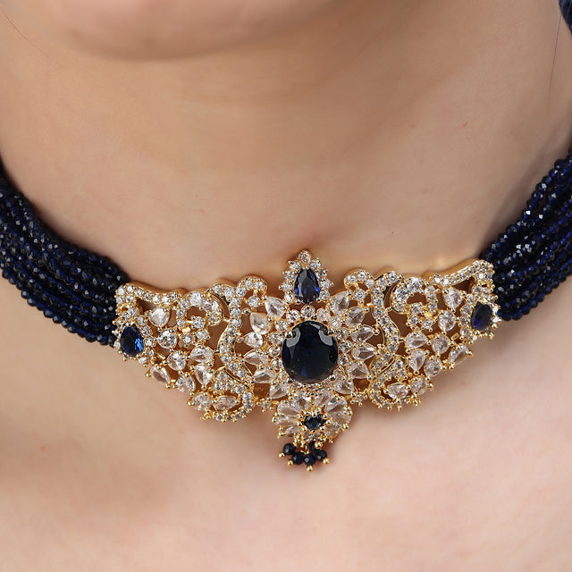 SHAHI GEMSTONE PARI ZIRCON NECKLACE SET