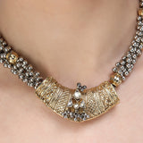 GANGA JAMUNA PLAIN TIKON NECKLACE SET