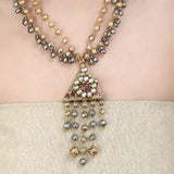 GANGA JAMUNA TIKON KUNDAN PENDANT SET