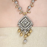GANGA JAMUNA TIKON KUNDAN PENDANT SET