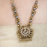 GANGA JAMUNA ROUND KUNDAN PENDANT SET