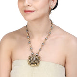 GANGA JAMUNA ROUND KUNDAN PENDANT SET