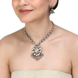 GANGA JAMUNA TIKON KUNDAN PENDANT SET