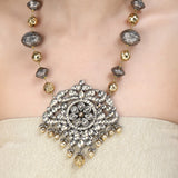 GANGA JAMUNA TIKON KUNDAN PENDANT SET