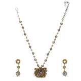 GANGA JAMUNA ROUND KUNDAN PENDANT SET