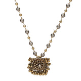 GANGA JAMUNA ROUND KUNDAN PENDANT SET