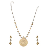 GANGA JAMUNA FLOWER KUNDAN PENDANT SET