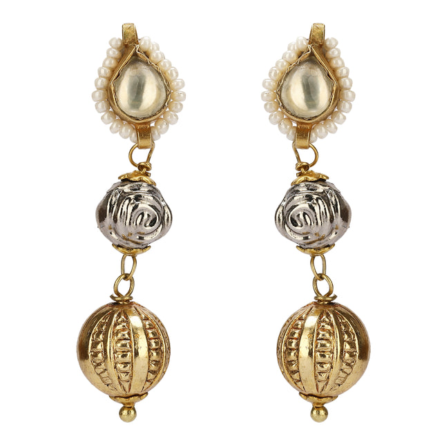 GANGA JAMUNA FLOWER KUNDAN PENDANT SET