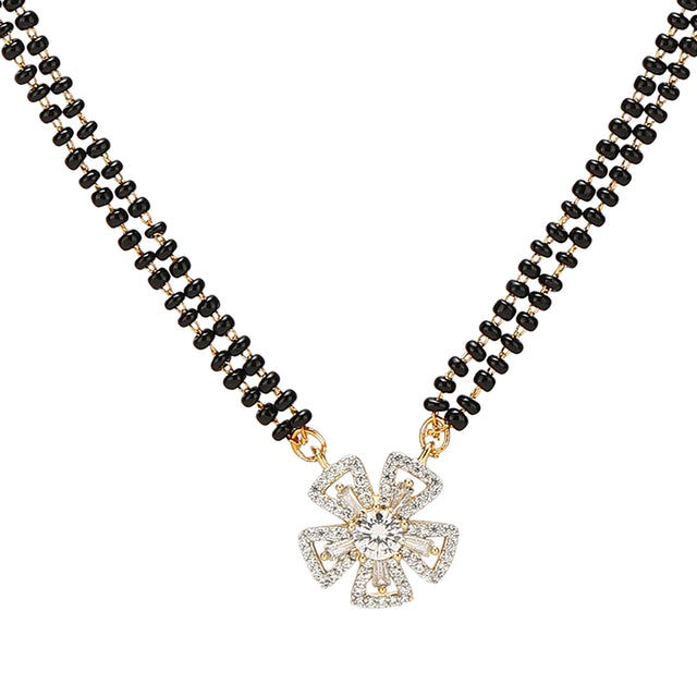 FLOWER SHAPE ZIRCON NECKLACE MANGALSUTRA SET