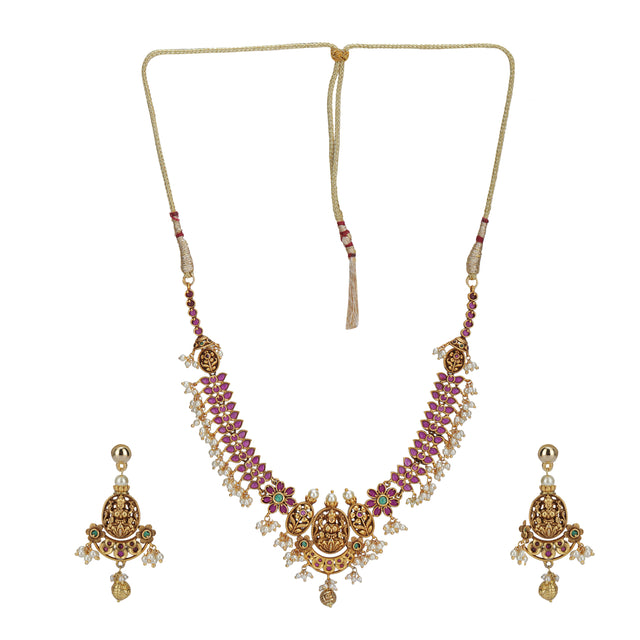 KONARK CLASSICE TEMPLE FLOWER JEWELLERY SET