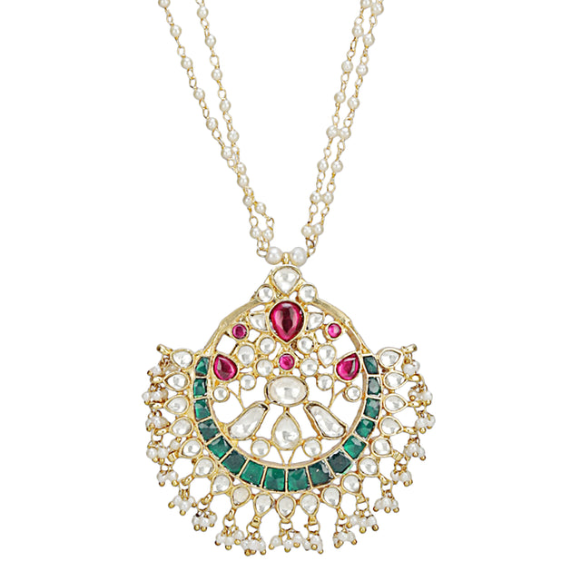 SANKRANTI KUNDAN PINK CHAND PENDANT SET