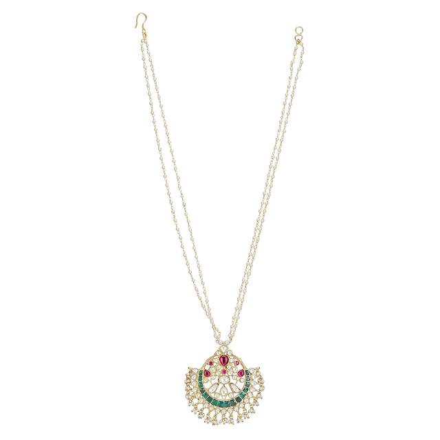 SANKRANTI KUNDAN PINK CHAND PENDANT SET