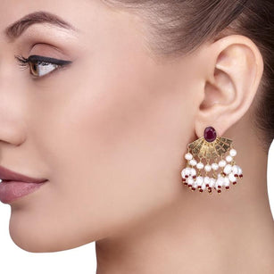 Ruby Wings Pearl Drop Earring