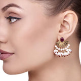 Ruby Wings Pearl Drop Earring