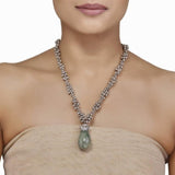 Silver Ghunghroo Green Onyx Pendant