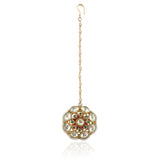 Gold Plated Kundan Flower Tika