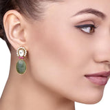 Zircon Kundan Green Onyx Earring