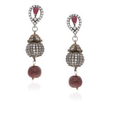 STUDDED RUBY TEARDROP EARRINGS