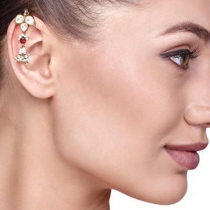 LEAF KUNDAN RUBY EARRING