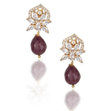 STUDDEN ZIRCON RUBY DROP EARRING