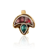 GOLD AND SILVER PLATED SARGAM RED GREEN KUNDAN NOSE PIN