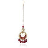 Gold Plated Red Kundan Chand Tika