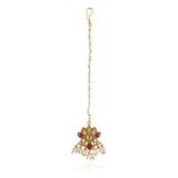 Gold Plated Kundan Flower Tika