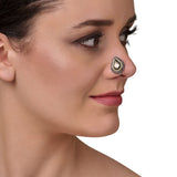 SILVER PLATED SARGAM WHITE KUNDAN NOSE PIN