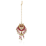 Gold Plated Kundan Tourmaline Chand Tika