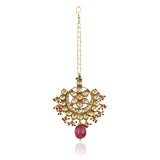 Gold Plated Kundan Tourmaline Chand Tika