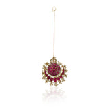 Gold Plated Red Kundan Tikka