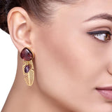 Amethyst Golden Leaf Earring