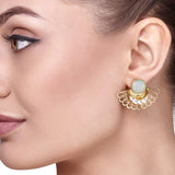 Kundan Aquamarine Golden  Wings Earring
