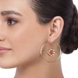 KUNDAN FLOWER HOOP EARRING