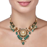 KUNDAN GREEN ONYX ROUND NECKLACE