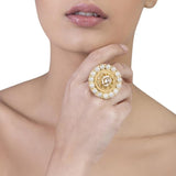 STUDDED PEARL KUNDAN ROUND RING