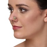 GOLD AND SILVER PLATED SARGAM WHITE KUNDAN NOSE PIN