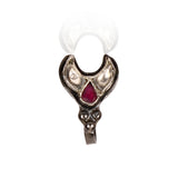 SILVER PLATED SARGAM WHITE RED KUNDAN NOSE PIN