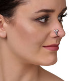 SILVER PLATED SARGAM WHITE RED KUNDAN NOSE PIN