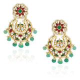 KUNDAN GREEN ONYX ROUND EARRINGS