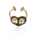 SILVER PLATED SARGARM WHITE KUNDAN NOSE PIN